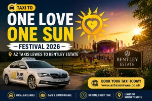 Taxi to One Love One Sun Festival 2026 AZ Taxis Lewes to Bentley Estate